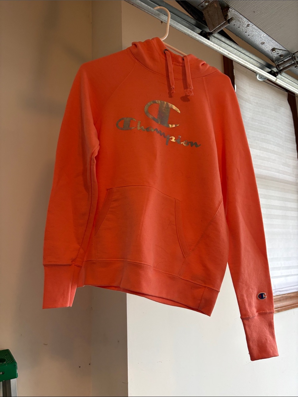 Champion Women’s  Orange Hooded Sweatshirt with Logo